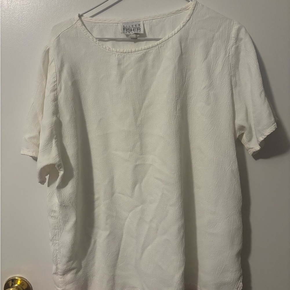 Eileen Fisher White Short Sleeve Tee